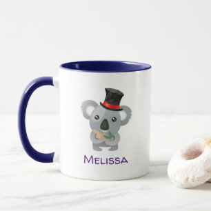 Niedliches Koala in einem Black Top Hat Custom Tasse