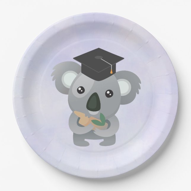 Niedliches Koala in einer Graduierungspauschale Pappteller (Vorderseite)