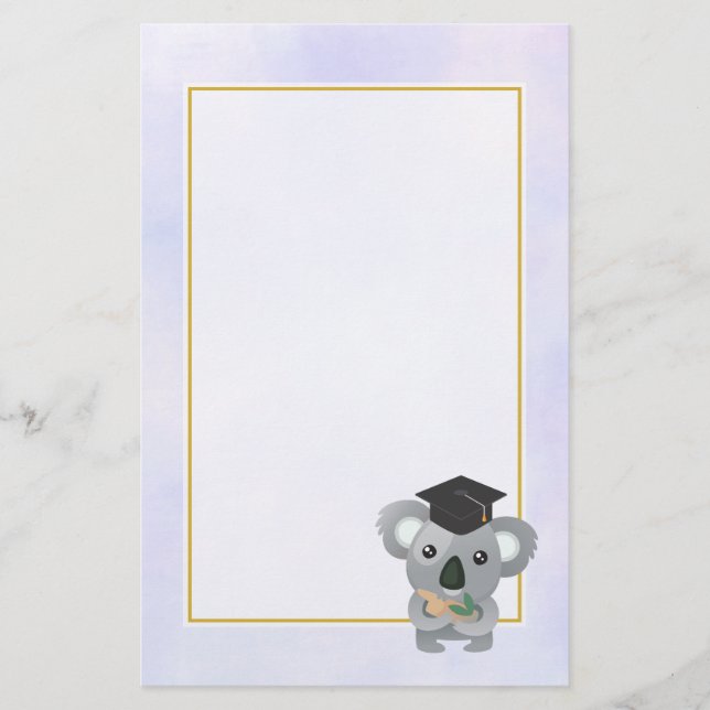 Niedliches Koala in einer schwarzen Graduierungshü Briefpapier (Vorderseite)
