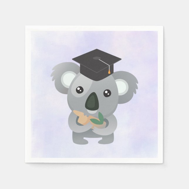 Niedliches Koala in einer schwarzen Graduierungshü Serviette (Vorderseite)