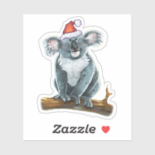 Niedliches Koala in einer Weihnachtsmannmütze Aufkleber