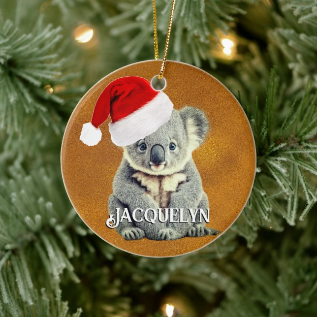 Niedliches Koala in Weihnachtsmannmütze Keramik Ornament (Baum)