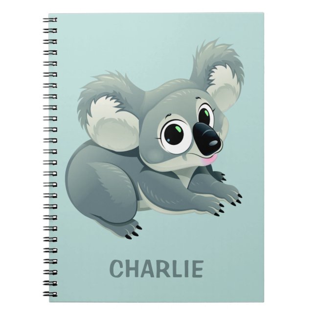 Niedliches Koala individuelle Name Notebook Notizblock (Vorderseite)