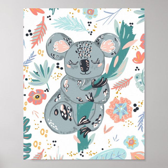 Niedliches Koala Kinderzimmer Kunst Poster (Vorne)