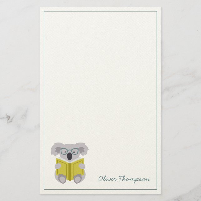 Niedliches Koala-Lesegerät für Tierkinder Schreibp Briefpapier (Vorderseite)