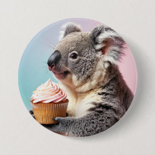 Niedliches Koala mit Cupcake Pastell Gradient Button