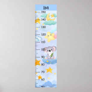 Niedliches Koala mit Wachstumsdiagrammen für Wolke Poster