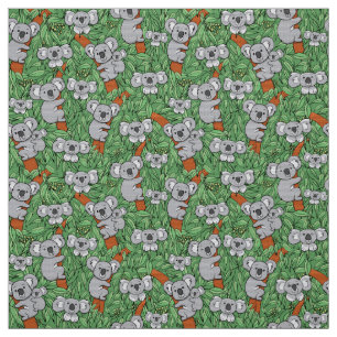 Niedliches Koala-Muster Grün Stoff