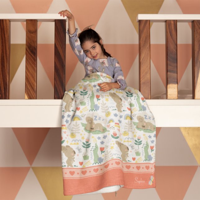 Niedliches Koala-Muster mit kleinem Mädchennamen a Fleecedecke (Von Creator hochgeladen)