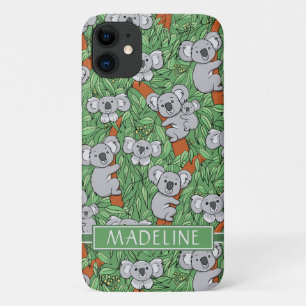 Niedliches Koala-Muster personalisieren Grün Case-Mate iPhone Hülle