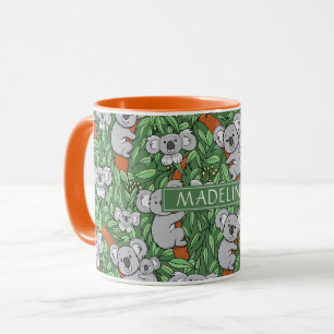 Niedliches Koala-Muster personalisieren Grün Tasse