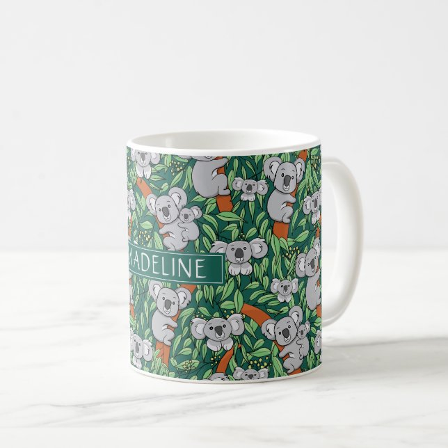 Niedliches Koala-Muster personalisieren Hunter Gre Kaffeetasse (VorderseiteRechts)