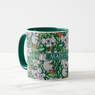 Niedliches Koala-Muster personalisiert Jäger grü Tasse