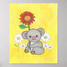Niedliches Koala und Blume Kinderzimmer-Poster Poster
