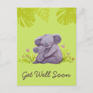 Niedliches Koala und Förderung einer grüne Postca Postkarte