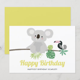 Niedliches Koala und Toucan Tropical Happy Geburts