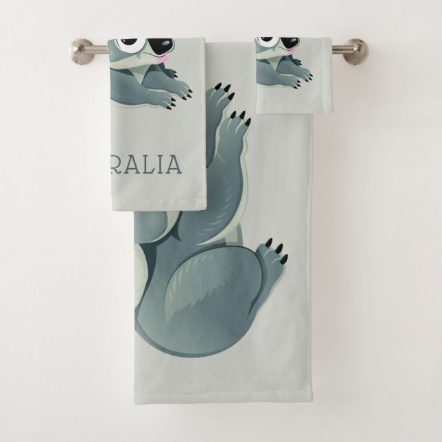 Niedliches Koalas individuelle Name- und Textuchha Badhandtuch Set (Insitu)
