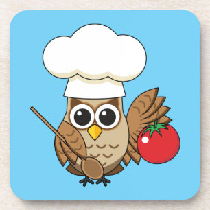 Niedliches Kochen Owl Cartoon Getränkeuntersetzer