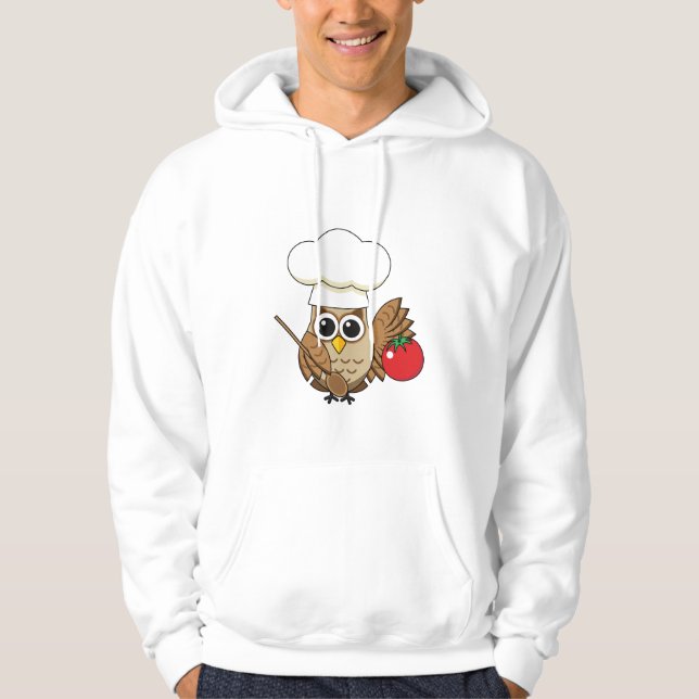 Niedliches Kochen Owl Cartoon Hoodie (Vorderseite)
