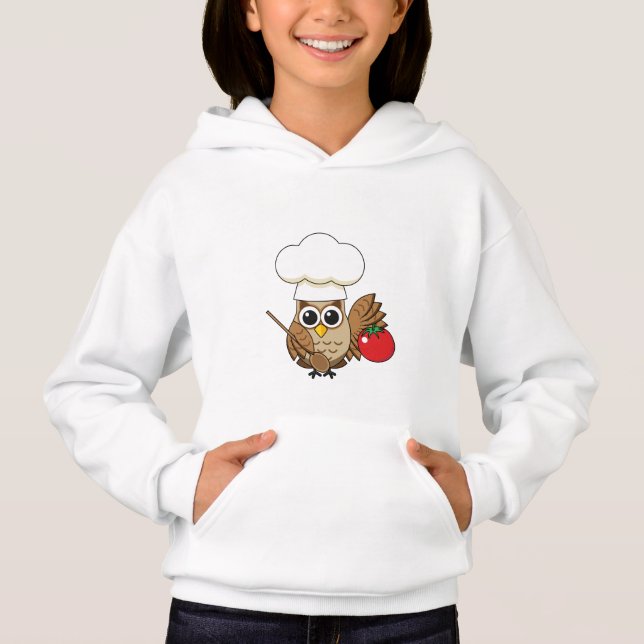 Niedliches Kochen Owl Cartoon Hoodie (Vorderseite)