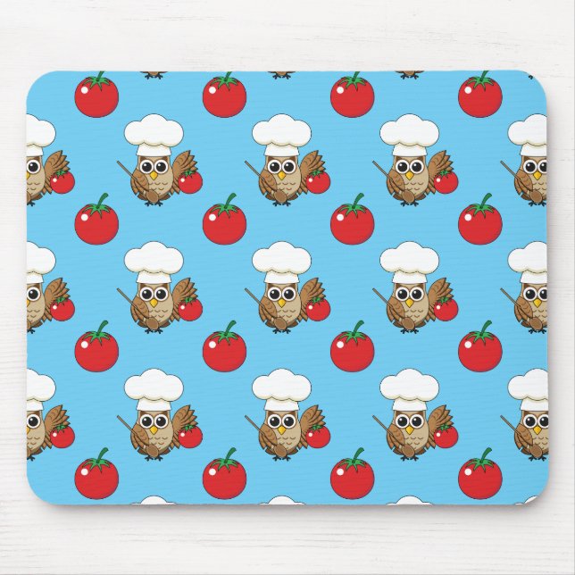 Niedliches Kochen Owl Cartoon Mousepad (Vorne)