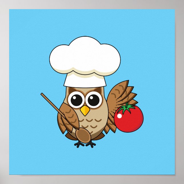 Niedliches Kochen Owl Cartoon Poster (Vorne)