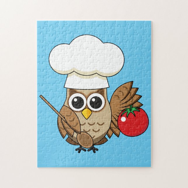 Niedliches Kochen Owl Cartoon Puzzle (Vertikal)