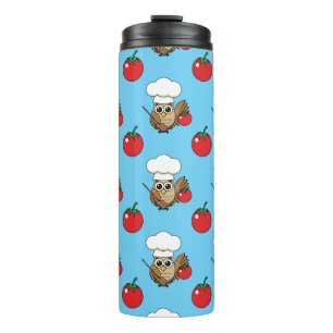 Niedliches Kochen Owl Cartoon Thermosbecher