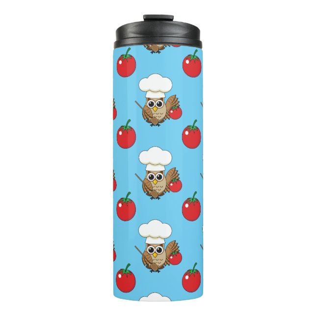 Niedliches Kochen Owl Cartoon Thermosbecher (Vorderseite)