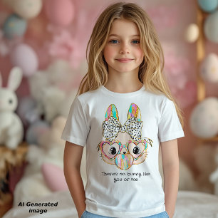 Niedliches Koketten-Bow-Häschen-Mädchen mit indivi Kleinkind T-shirt