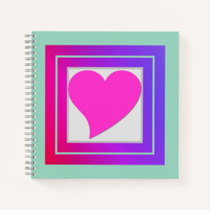 Niedliches Kokettes Hot Pink Herz, Lila und rot au Notizbuch