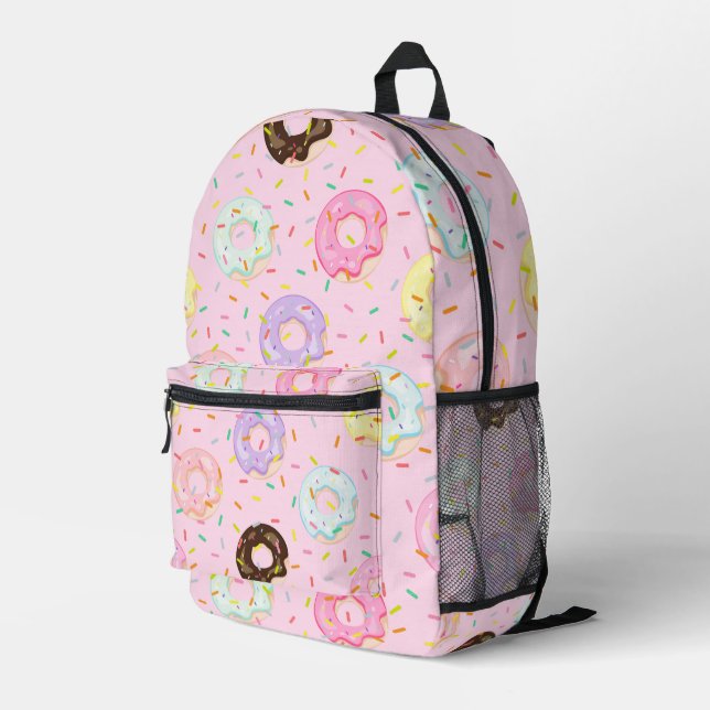 Niedliches Konditorgeschäft Sprinkles Donuts Muste Bedruckter Rucksack (Rückseitige Ecke Rechts)
