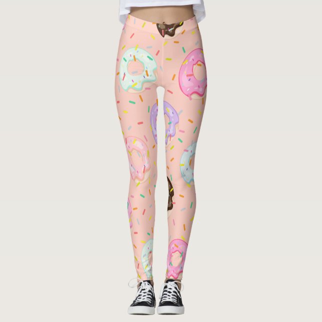 Niedliches Konditorgeschäft Sprinkles Donuts Muste Leggings (Vorderseite)