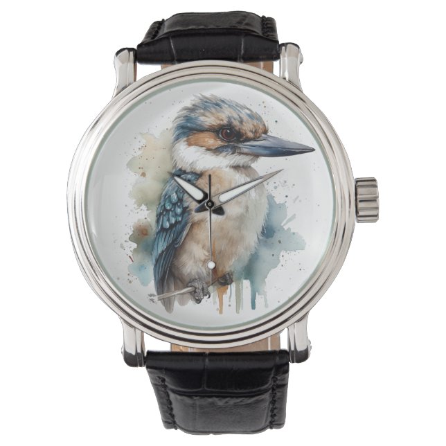 Niedliches Kookaburra an einer Zweigstelle Armbanduhr (Vorderseite)