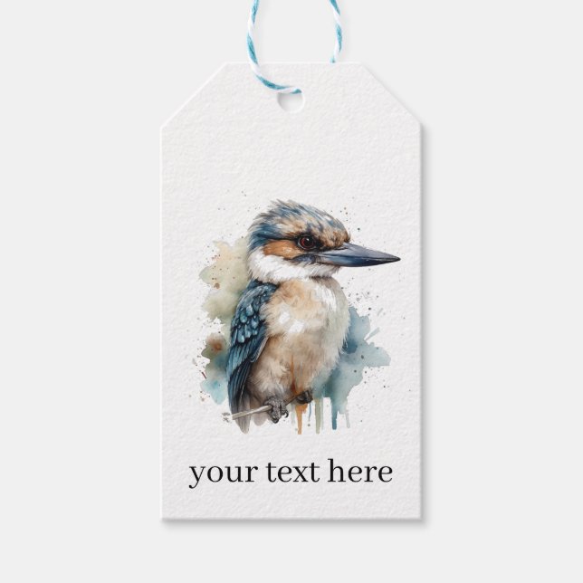 Niedliches Kookaburra auf Zweig, Brauch Geschenkanhänger (Vorderseite)