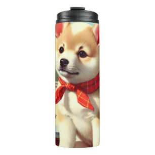 Niedliches Koreanisches Jindo-Dog-Gemälde Thermosbecher