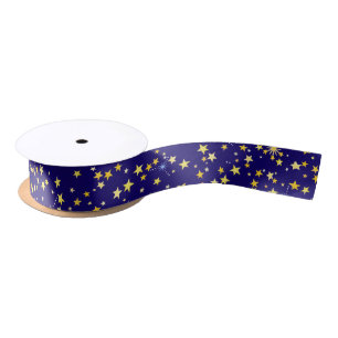 Niedliches kosmisches Muster Sternengalaxie Navy B Satinband
