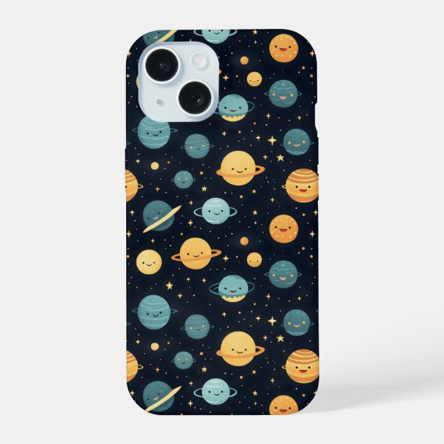 Niedliches Kosmos-Muster iPhone 15 Hülle (Rückseite)