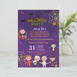 Niedliches Kostüm-Halloween-Party für Kinder Einladung