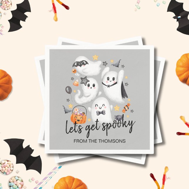 Niedliches Kostüm Spooky Ghost Pumpkin Halloween Serviette (Von Creator hochgeladen)