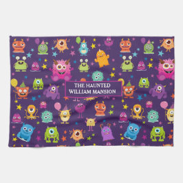 Niedliches Kostümmonster Halloween-Muster Geschirrtuch