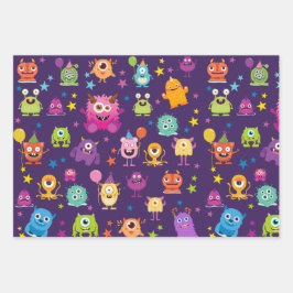 Niedliches Kostümmonster-Halloween-Party für Kinde Geschenkpapier Set