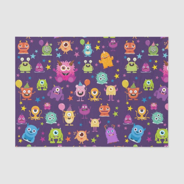 Niedliches Kostümmonster-Halloween-Party für Kinde Seidenpapier (Vorderseite)