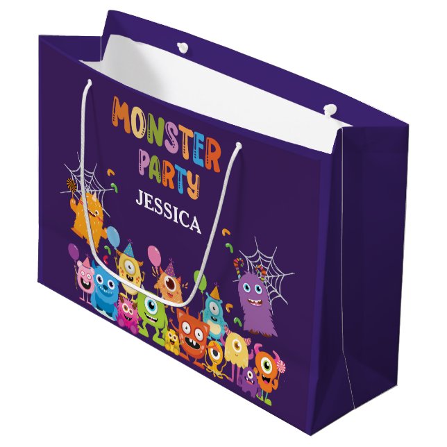 Niedliches Kostümmonster-Halloween-Party Große Geschenktüte (Vorderseite Schrägansicht)