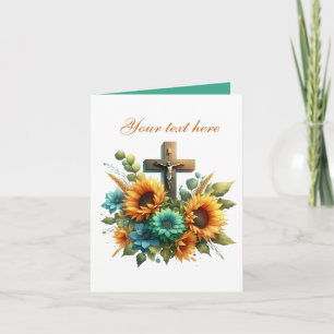 Niedliches Kreuz mit Rose, anpassbar Karte