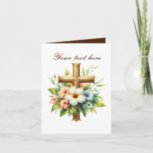 Niedliches Kreuz mit Rose, anpassbar Karte