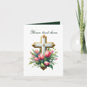Niedliches Kreuz mit Rose, anpassbar Karte