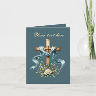 Niedliches Kreuz mit Rose, anpassbar Karte
