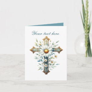 Niedliches Kreuz mit Rose, anpassbare Karte