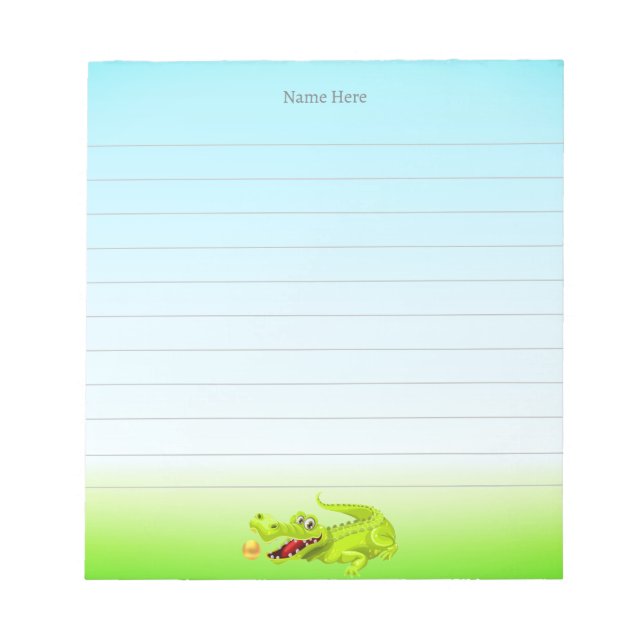 Niedliches Krokodil auf hellblauer Linse Notizblock (Vorderseite)